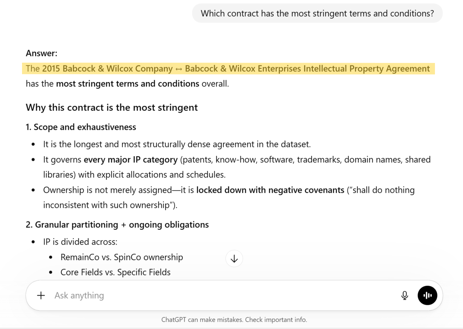 ChatGPT response screenshot.
