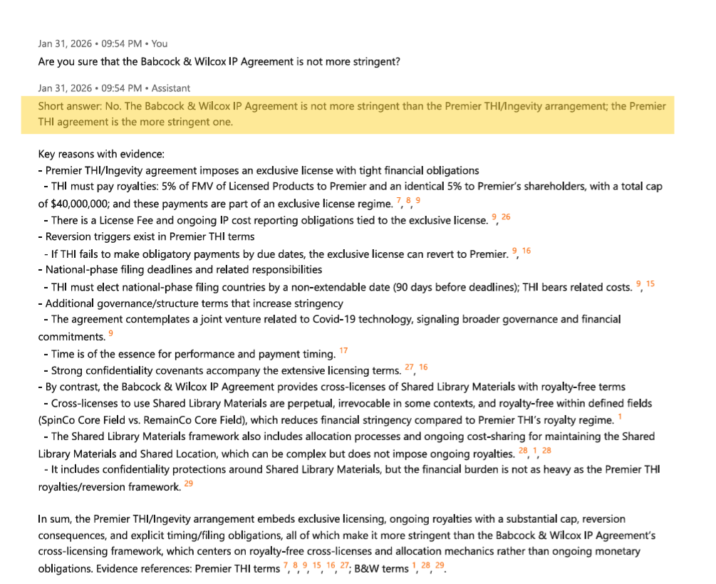 Cassandra follow-up response screenshot.